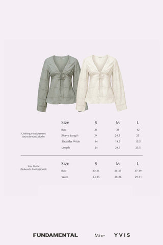 Fundamental Mitr x YVIS Embroidered Cotton Tie Blouse