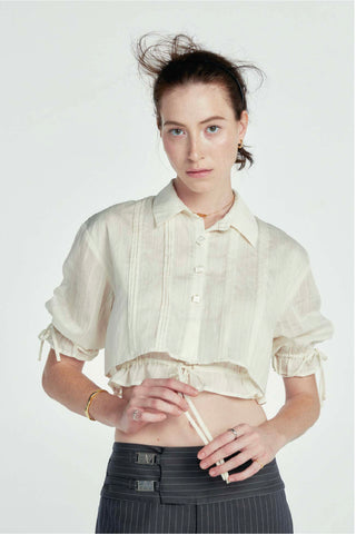 Fundamental Mitr x YVIS Drawstring Crop Shirt