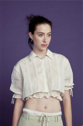 Fundamental Mitr x YVIS Drawstring Crop Shirt