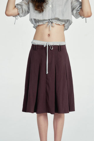 Fundamental Mitr x YVIS Box Pleated Midi Skirt